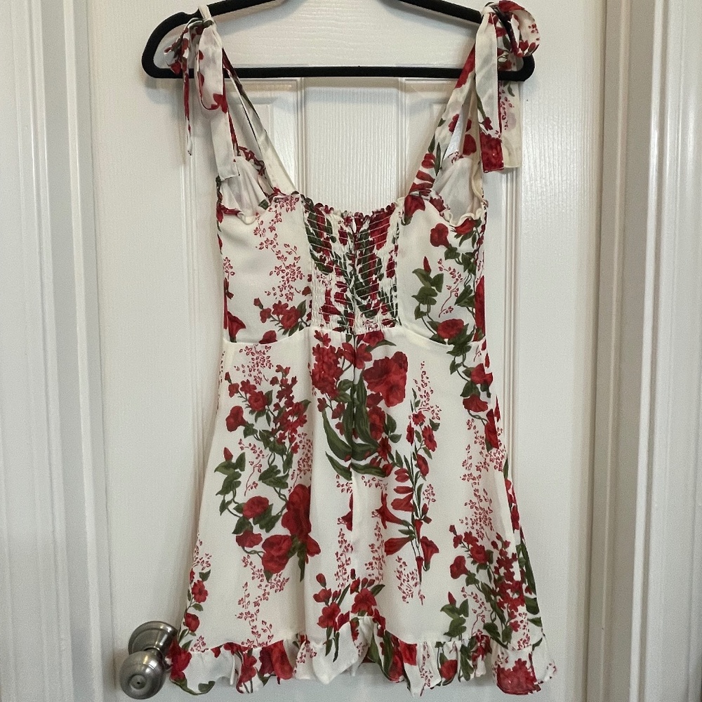 White Floral Reformation Christine Dress View 4